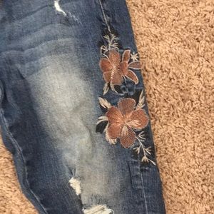 KanCan Floral Patched Boyfriend Fit Jean
